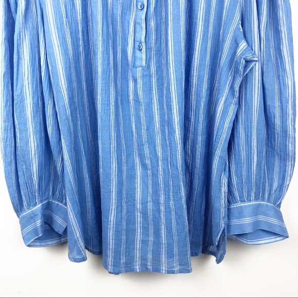 Gap Blue Striped Peasant Blouse Size Large Tall - Picture 7 of 8